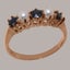 Rose Gold Natural Sapphire & Pearl Womens Eternity Ring - Full 9ct UK Hallmark Carousel 1