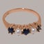 Rose Gold Natural Sapphire & Pearl Womens Eternity Ring - Full 9ct UK Hallmark Carousel 4