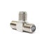 Thread F Socket T Splitter Adaptor Cable TV Aerial Freeview Virgin Media Silver Carousel 4