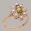 Rose Gold Natural Peridot & Pearl Womens Cluster Ring - Full 9ct UK Hallmark Carousel 1