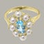 Gold Natural Blue Topaz & Pearl Womens Cluster Ring - Full 9ct UK Hallmark Carousel 4