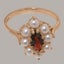 Rose Gold Natural Garnet & Pearl Womens Cluster Ring - Full 9ct UK Hallmark Carousel 3
