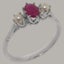 Sterling Silver Natural Ruby & Pearl Womens Trilogy Ring - Full 925 UK Hallmark Carousel 1