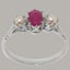 Sterling Silver Natural Ruby & Pearl Womens Trilogy Ring - Full 925 UK Hallmark Carousel 2