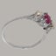 Sterling Silver Natural Ruby & Pearl Womens Trilogy Ring - Full 925 UK Hallmark Carousel 3