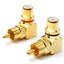 2pcs Brass Right Angle RCA Adapter Male to Female Plug Connector Carousel 2