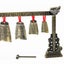 Chinese Musical Instrument Bronze Meditation Gong with 7 Ornate Cow Bell Set Carousel 3