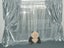 SALE! Large embroidered organza Voile/Net curtain, Aqua Blue, 3m wide Carousel 1