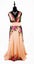 Evening Ball Dress V neckline Apricot with Floral Designs - Chiffon Dress Carousel 2
