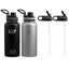 2x Stainless Steel Water Bottles 32oz Black Gray Carousel 1