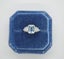 Art Deco Style Platinum Emerald Cut Aquamarine & Diamond Engagement Ring Carousel 2