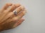 Art Deco Style Platinum Emerald Cut Aquamarine & Diamond Engagement Ring Carousel 10