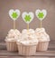 Glitter Heart Wedding & Birthday Party Cupcake Toppers-Green & Glitter Silver Carousel 1