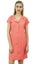 Bimba Women's Peach Long Shirt Getting Ready Buttondown Night Sleepdress-22. Carousel 1