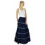 Bimba Womens Long Flaired Cotton Skirt Blue Boho Maxi Bottoms Elastic Waist Carousel 6
