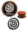 Star & Swirls Pattern Craft Textile Round Wooden Rubber Stamp Brown Block Carousel 1