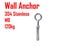 PTN 120kg M8 Wall Anchor Bolt Concrete Brick Stainless Expansion Open Hook Carousel 1