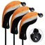 3 Pack Andux Golf Hybrid Club Head Covers Interchangeable No. Tag Black & Orange Carousel 3