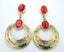 Earrings Gold. Ac Red Acrylic Stone Carousel 1