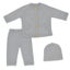 3PC COTTON KNIT CARDIGAN, PANT AND BEANIE SET - GREY MARLE Carousel 2