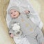 3PC COTTON KNIT CARDIGAN, PANT AND BEANIE SET - GREY MARLE Carousel 1