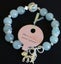 Hand made Manna 925 silver Natural Aquamarine crystal 9MM charm bracelet Carousel 5