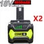 2x18V 4.0AH Li-ion Battery for RYOBI One Plus RB18L25 RB18L50 P108 P107 P104 Carousel 1