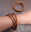 LEATHER TRIPLE LAYER BRACELET - VINTAGE YELLOW (MUSTARD) - 60CM LENGTH - 4/5MM Carousel 1