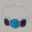 White Gold Natural Turquoise Amethyst Womens Trilogy Ring - Full 18k UK Hallmark Carousel 3