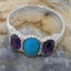White Gold Natural Turquoise Amethyst Womens Trilogy Ring - Full 18k UK Hallmark Carousel 4