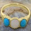 Gold Natural Opal & Turquoise Womens Trilogy Ring - Full 18k UK Hallmark Carousel 4