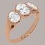 Rose Gold Synthetic Cubic Zirconia Womens Trilogy Ring - Full 9ct UK Hallmark Carousel 1