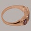 Rose Gold Natural Pink Tourmaline Womens Trilogy Ring - Full Gold UK Hallmark Carousel 3