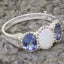White Gold Natural Opal & Tanzanite Womens Trilogy Ring - Full 14k UK Hallmark Carousel 4