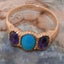 Rose Gold Natural Turquoise Amethyst Womens Trilogy Ring - Full 18k UK Hallmark Carousel 4