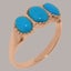 Rose Gold Natural Turquoise Womens Trilogy Ring - Full 18ct Gold UK Hallmark Carousel 1