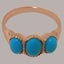 Rose Gold Natural Turquoise Womens Trilogy Ring - Full 18ct Gold UK Hallmark Carousel 3