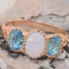 Rose Gold Natural Opal & Blue Topaz Womens Trilogy Ring - Full 14k UK Hallmark Carousel 4