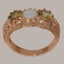 Rose Gold Natural Opal & Peridot Womens Trilogy Ring - Full 9ct UK Hallmark Carousel 1