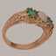 Rose Gold Natural Opal & Emerald Womens Trilogy Ring - Full 14k UK Hallmark Carousel 2