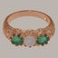 Rose Gold Natural Opal & Emerald Womens Trilogy Ring - Full 14k UK Hallmark Carousel 3