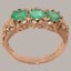 Rose Gold Natural Emerald Womens Trilogy Ring - Full 14ct Gold UK Hallmark Carousel 1