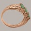 Rose Gold Natural Emerald Womens Trilogy Ring - Full 14ct Gold UK Hallmark Carousel 2