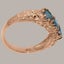 Rose Gold Natural London Blue Topaz Womens Trilogy Ring - Full Gold UK Hallmark Carousel 2
