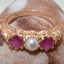 Rose Gold Pearl & Ruby Womens Trilogy Ring - Full 18k UK Hallmark Carousel 4