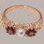 Rose Gold Pearl & Garnet Womens Trilogy Ring - Full 18k UK Hallmark Carousel 3