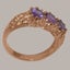 Rose Gold Natural Amethyst Womens Trilogy Ring - Full 9ct UK Hallmark Carousel 2