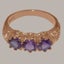 Rose Gold Natural Amethyst Womens Trilogy Ring - Full 9ct UK Hallmark Carousel 3
