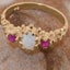 Rose Gold Natural Opal & Ruby Womens Trilogy Ring - Full 18k UK Hallmark Carousel 6