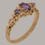 Rose Gold Natural Amethyst Womens Trilogy Ring - Full 9ct UK Hallmark Carousel 1